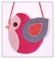 pink bird handmade pouch – baby and toddler felt hair clips and accessories